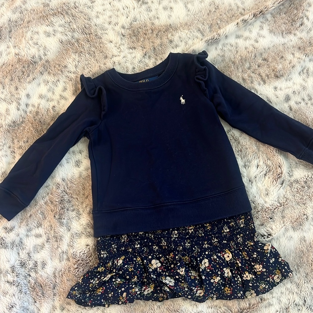 Polo Ralph Lauren girls cotton sweatshirt dress with skirt